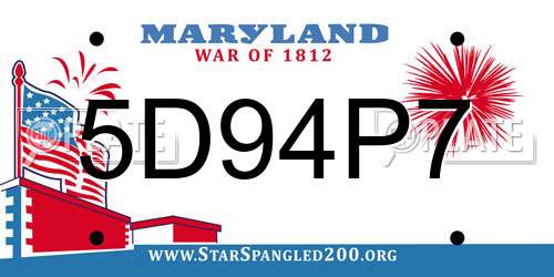 5D94P7 Maryland License Plate