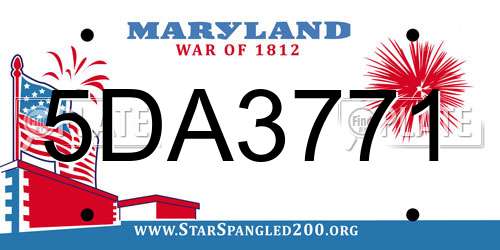 5DA3771 Maryland License Plate