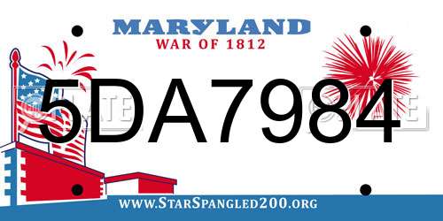 5DA7984 Maryland License Plate