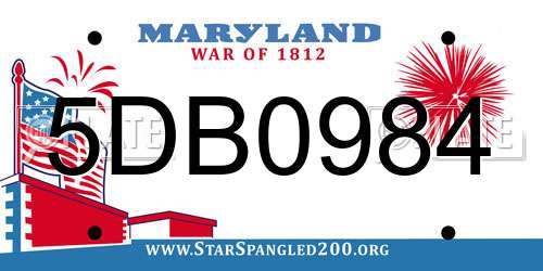 5DB0984 Maryland License Plate