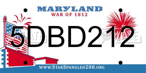 5DBD212 Maryland License Plate