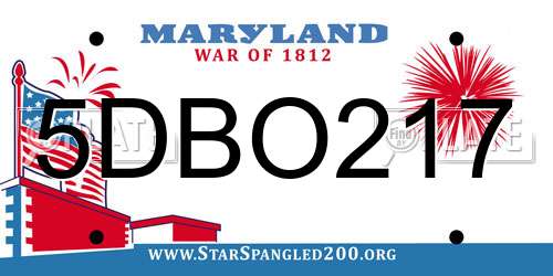 5DBO217 Maryland License Plate