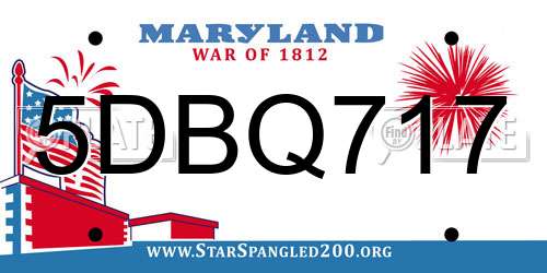 5DBQ717 Maryland License Plate