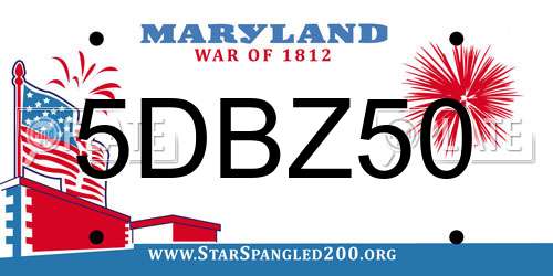 5DBZ50 Maryland License Plate