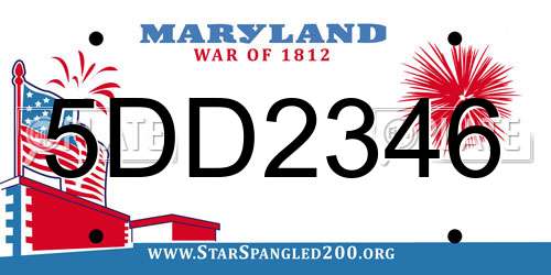 5DD2346 Maryland License Plate