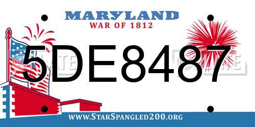 5DE8487 Maryland License Plate