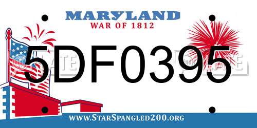 5DF0395 Maryland License Plate