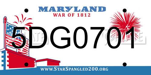 5DG0701 Maryland License Plate