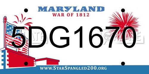 5DG1670 Maryland License Plate