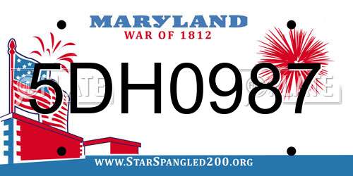 5DH0987 Maryland License Plate