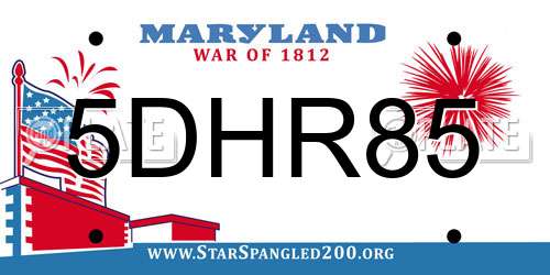 5DHR85 Maryland License Plate