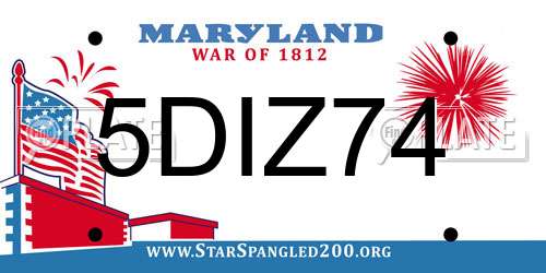 5DIZ74 Maryland License Plate