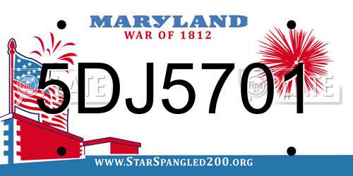 5DJ5701 Maryland License Plate
