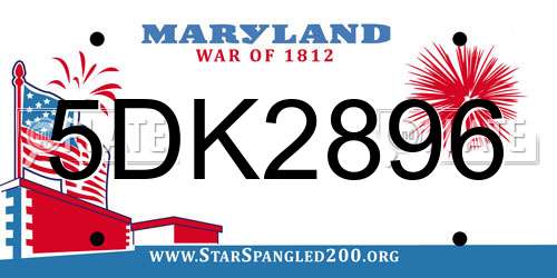 5DK2896 Maryland License Plate