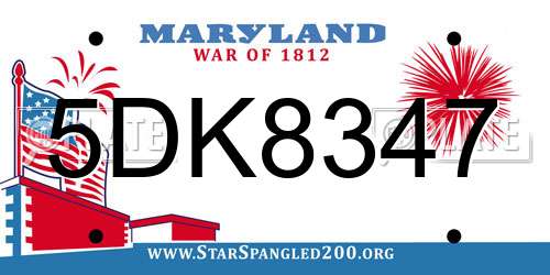5DK8347 Maryland License Plate