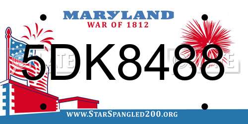 5DK8488 Maryland License Plate