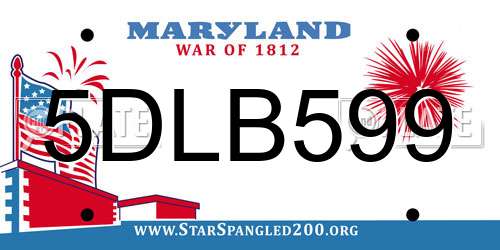 5DLB599 Maryland License Plate