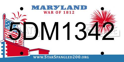 5DM1342 Maryland License Plate