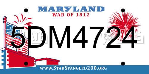 5DM4724 Maryland License Plate