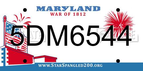 5DM6544 Maryland License Plate