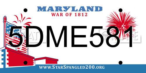 5DME581 Maryland License Plate