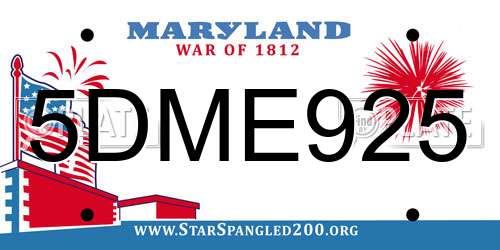 5DME925 Maryland License Plate