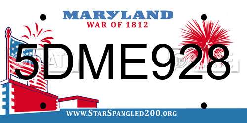 5DME928 Maryland License Plate