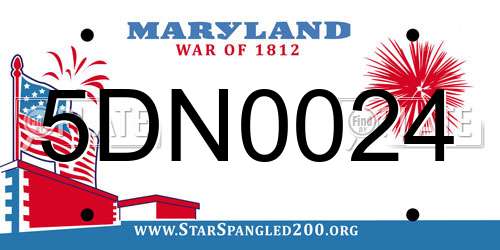 5DN0024 Maryland License Plate
