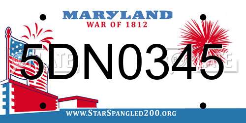 5DN0345 Maryland License Plate