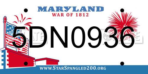 5DN0936 Maryland License Plate