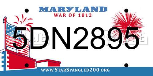 5DN2895 Maryland License Plate