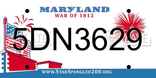 5DN3629 Maryland License Plate