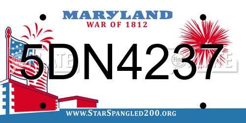 5DN4237 Maryland License Plate