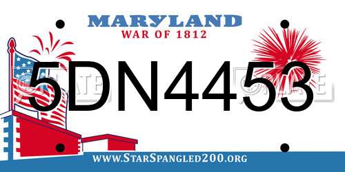 5DN4453 Maryland License Plate