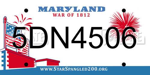 5DN4506 Maryland License Plate