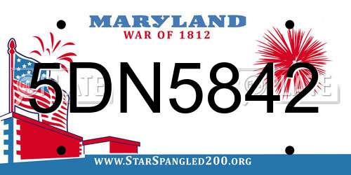 5DN5842 Maryland License Plate