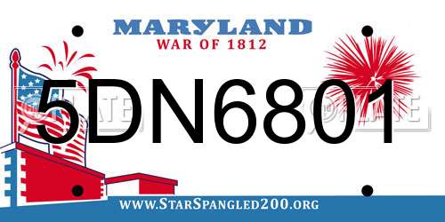 5DN6801 Maryland License Plate