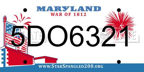 5DO6321 Maryland License Plate