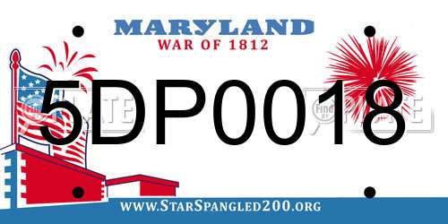 5DP0018 Maryland License Plate