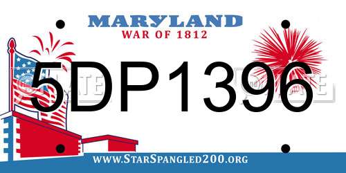 5DP1396 Maryland License Plate