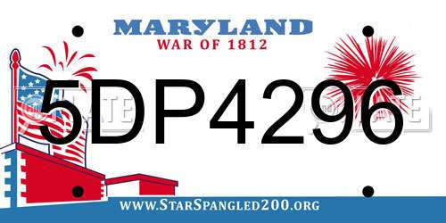 5DP4296 Maryland License Plate