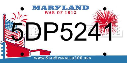 5DP5241 Maryland License Plate