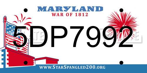 5DP7992 Maryland License Plate