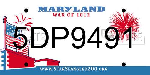 5DP9491 Maryland License Plate