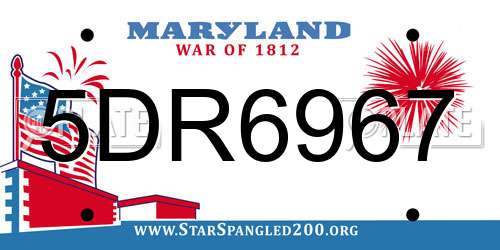 5DR6967 Maryland License Plate