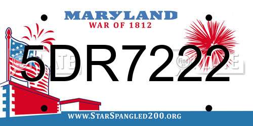 5DR7222 Maryland License Plate