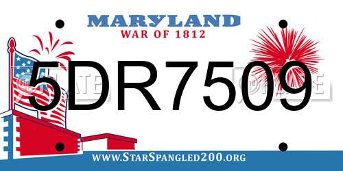 5DR7509 Maryland License Plate