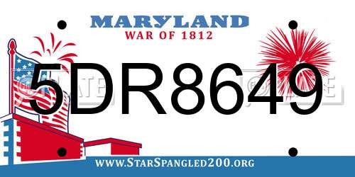 5DR8649 Maryland License Plate