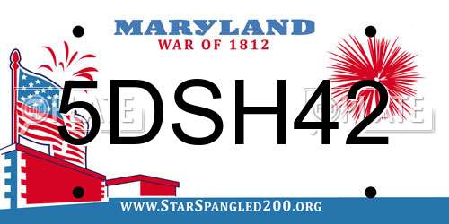 5DSH42 Maryland License Plate
