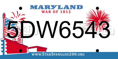 5DW6543 Maryland License Plate
